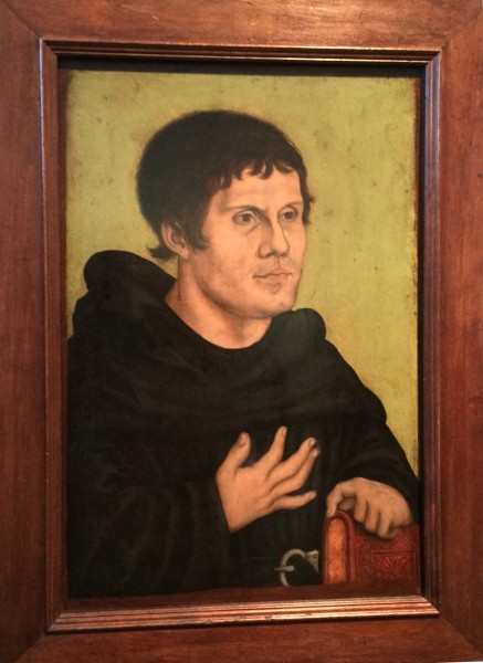 Posthum portrait of Martin Luther as Augoustiner Monk, by the Cranach studio. 1546 


<div title=