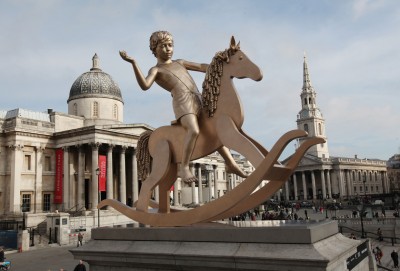 This Sculpture by Elmgreen & Dragset, Powerless Structures, will welcome cisitors to the museum ARKEN.  Here photographed when it was exposed at The Fourth Plinth, Trafalgar Square, London. Photo: James O Jenkins
