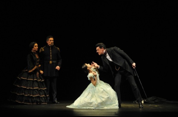 Charlotte Arnold, (center) is very well dancing/playing the role as Fosca as a young girl. With Ryan Silverman (right)