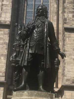 Detail, Statue of Johann Sebastian Bach, at the side towards the Bach Museum