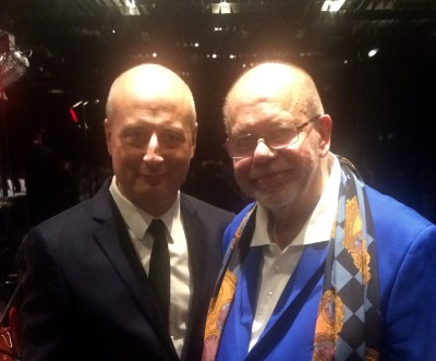 Paavo Järvi congratulated by Henning Høholt at the farewell reception 16th June 2016 at Philharmonie de Paris.