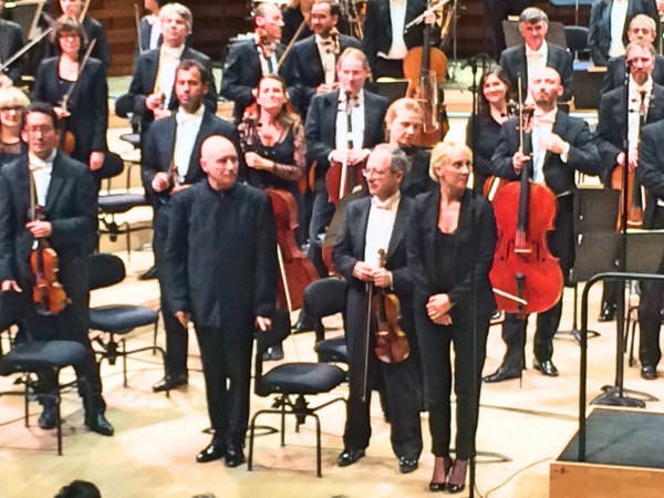 From left: Christoph Eschenbach, Luc Héry concertmaster and Sofi Jeannin, choire chief