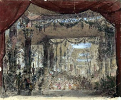 Set design for the throne room (1863). Design by Chaperon - Gallica.