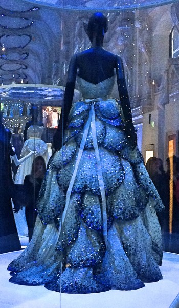 Christian Dior, Junon gown, Haute Couture, Fall-Winter 1949, Milieu du siècle line. Long crinoline evening dress embroidered with sequins by Rébé 
. Paris, Dior Héritage. © Photographed in blue light by Henning Høholt